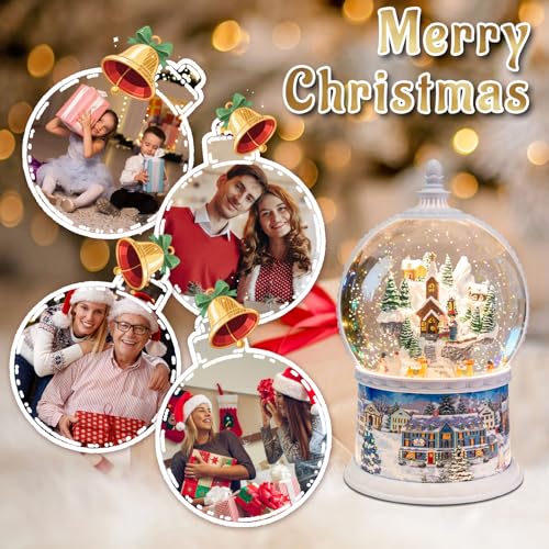 DGSCAK Large Christmas Snow Globes,Village Xmas Lighted Glitter Snow Globes, Musical Box with 8 Songs, 6 Hours Timer Deluxe Carousel Snow Globes - Image 5