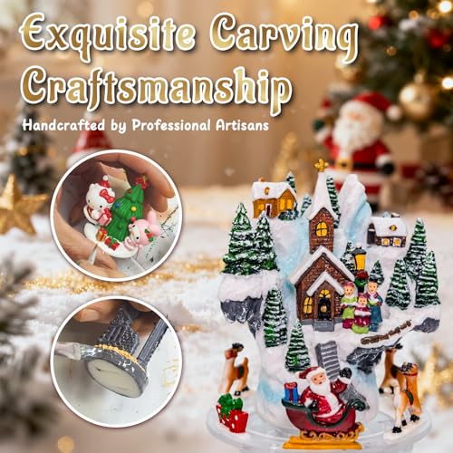DGSCAK Large Christmas Snow Globes,Village Xmas Lighted Glitter Snow Globes, Musical Box with 8 Songs, 6 Hours Timer Deluxe Carousel Snow Globes - Image 2