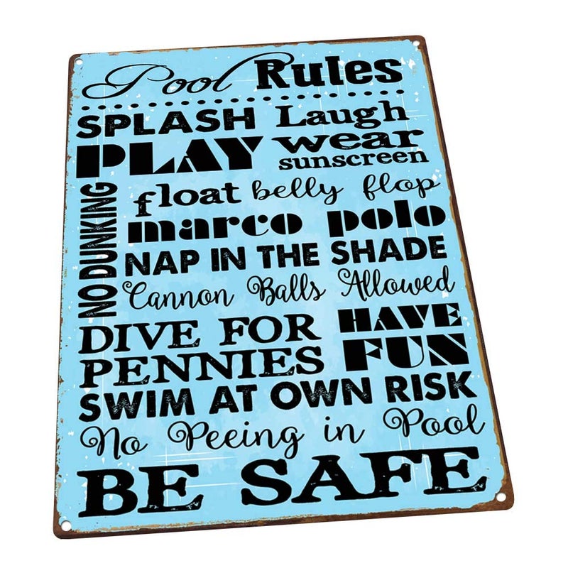 HBA Sun Protected Pool Rules Metal Sign Guaranteed not to Fade for 4 Years Motivational Rules Swimming Pool Sign Positive Thinking Modern Decor