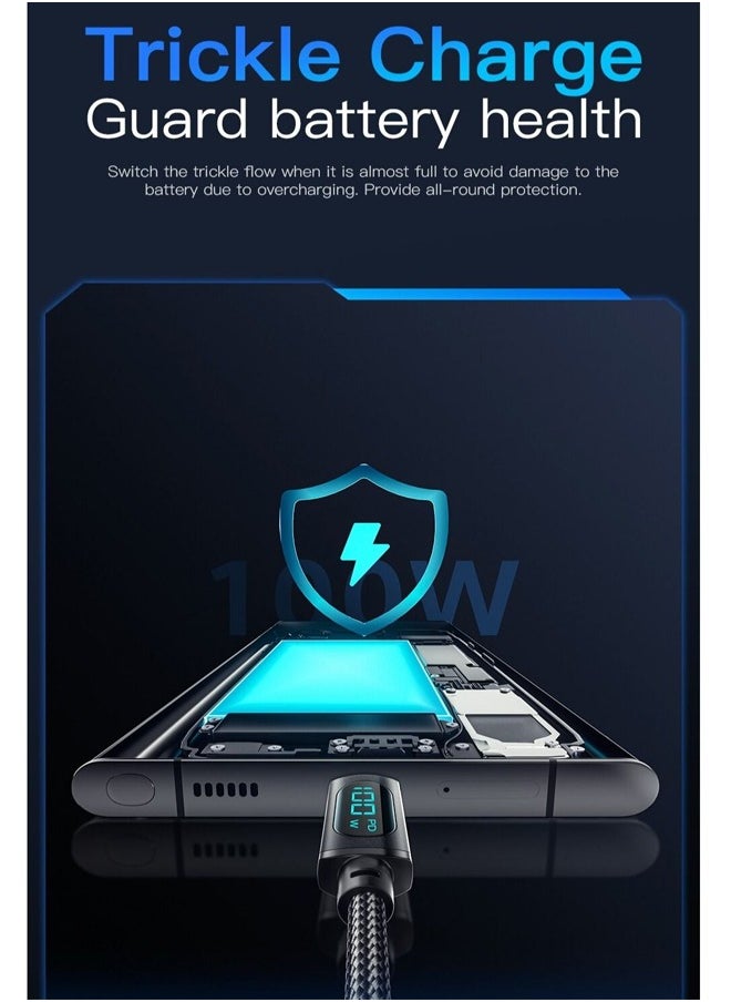 ESSAGER 100W USB C to USB C Fast Charge Data cable With LED Display, For iPhone 16/15, iPad Air/iPad Pro, MacBook Pro, Samsung Galaxy S21/S10/S9/Plus, Super Fast Charge and Real-time Power Display Cable  - Image 5