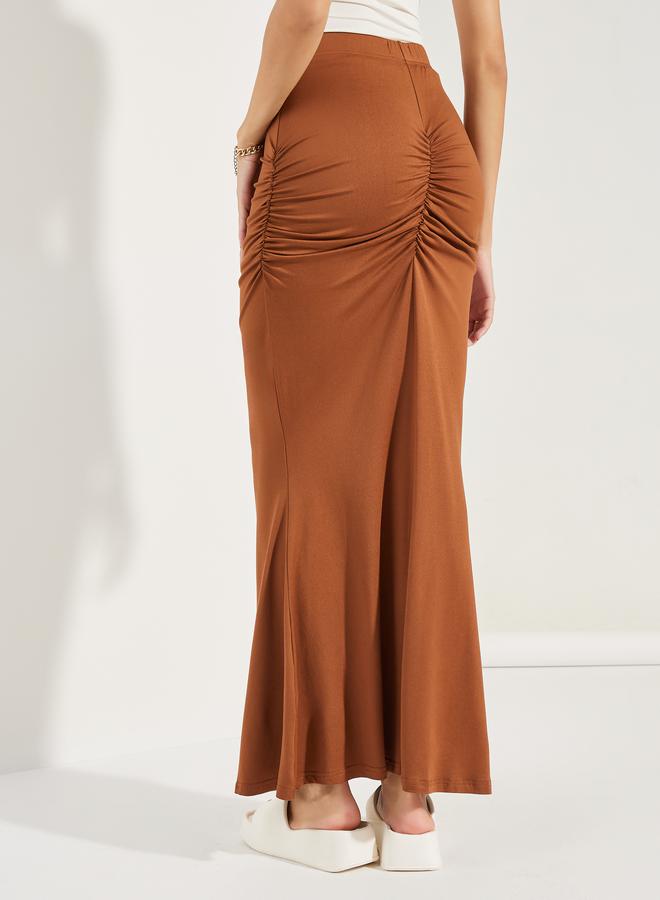 Styli Gathered Detail Mermaid Hem Maxi Skirt  - Image 4