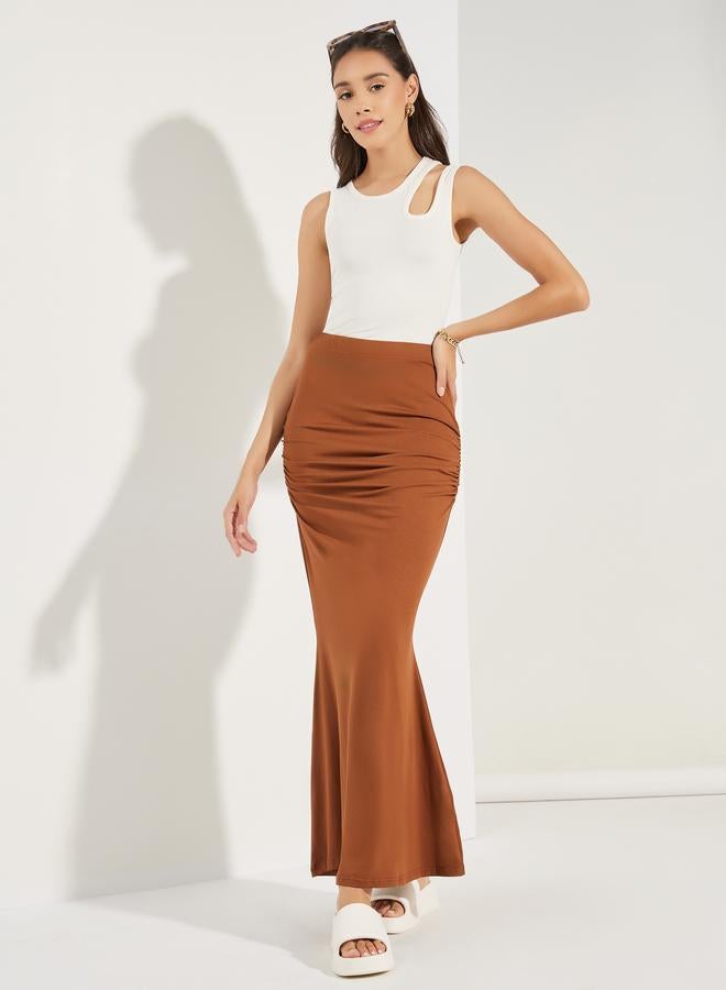 Styli Gathered Detail Mermaid Hem Maxi Skirt  - Image 1