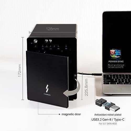 Mediasonic USB 3.2 4 Bay 3.5” SATA Hard Drive Enclosure DAS – USB 3.2 Gen 2 10Gbps Type C | USB-C (HF7-SU31C) Support 30TB HDD - Image 2