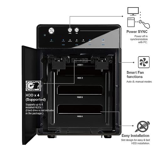 Mediasonic USB 3.2 4 Bay 3.5” SATA Hard Drive Enclosure DAS – USB 3.2 Gen 2 10Gbps Type C | USB-C (HF7-SU31C) Support 30TB HDD - Image 5