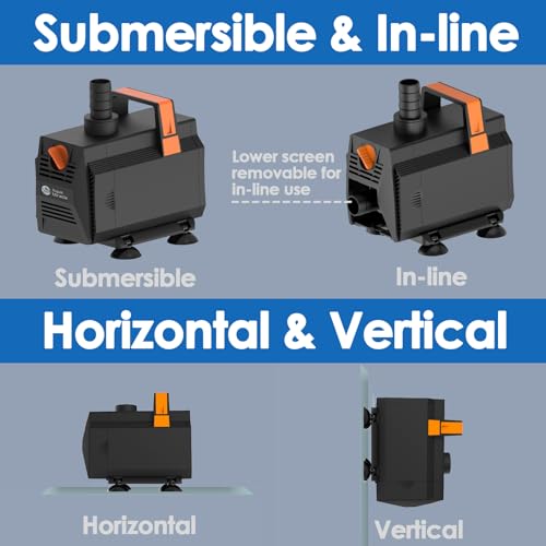 AquaMiracle 1200GPH Submersible Water Pump Pond Pump(4500L/H, 70W), Water Fountain Pump Aquarium Water Pump with Flow Control for Fish Tank, Waterfall, Statuary, Filtration, Water feature, Hydroponics - Image 4