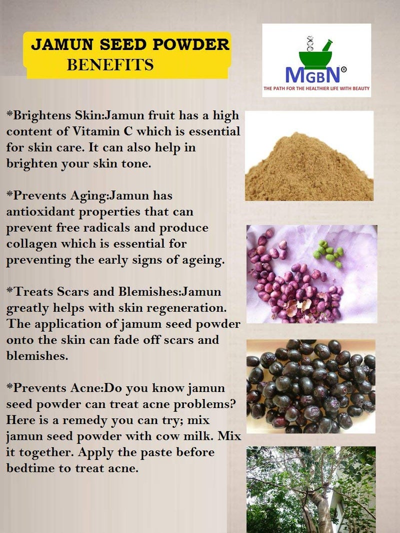 MGBN THE PATH FOR THE HEALTHIER LIFE WITH BEAUTY JAMUNSYZGIUM CUMINI SEED POWDER SKIN CARE 150 GM - Image 3