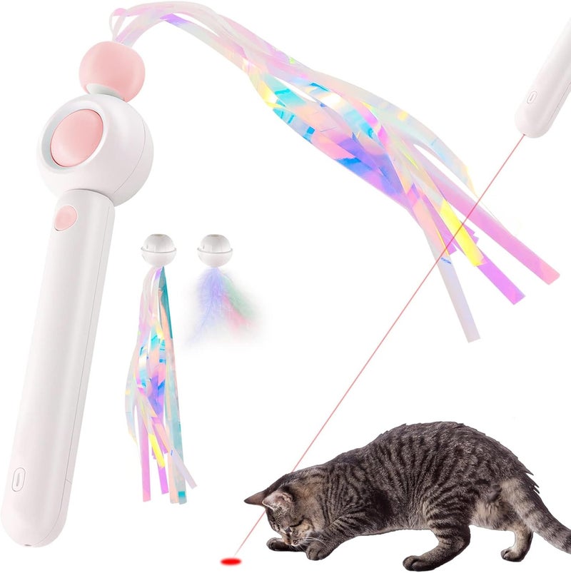 Interactive Cat Toys Laser Pointer with Retractable Wand and Feather Refills - Image 1
