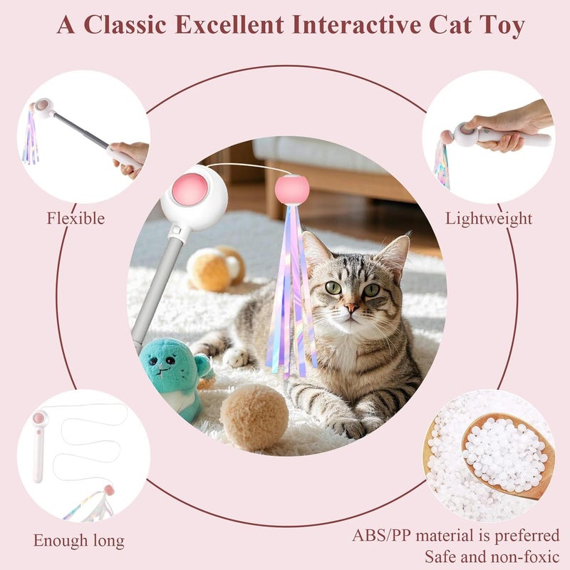 Interactive Cat Toys Laser Pointer with Retractable Wand and Feather Refills - Image 4