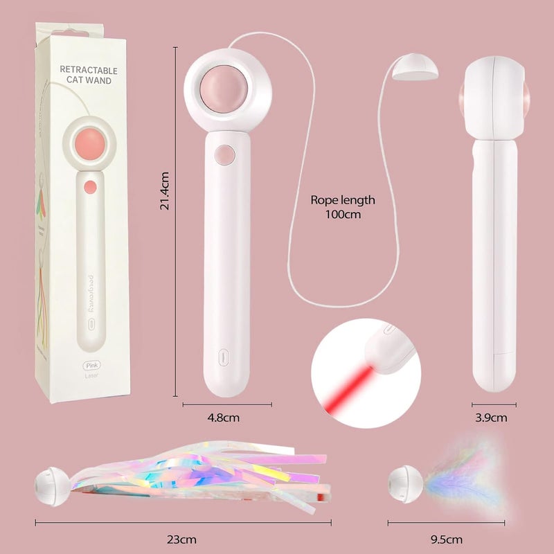 Interactive Cat Toys Laser Pointer with Retractable Wand and Feather Refills - Image 2