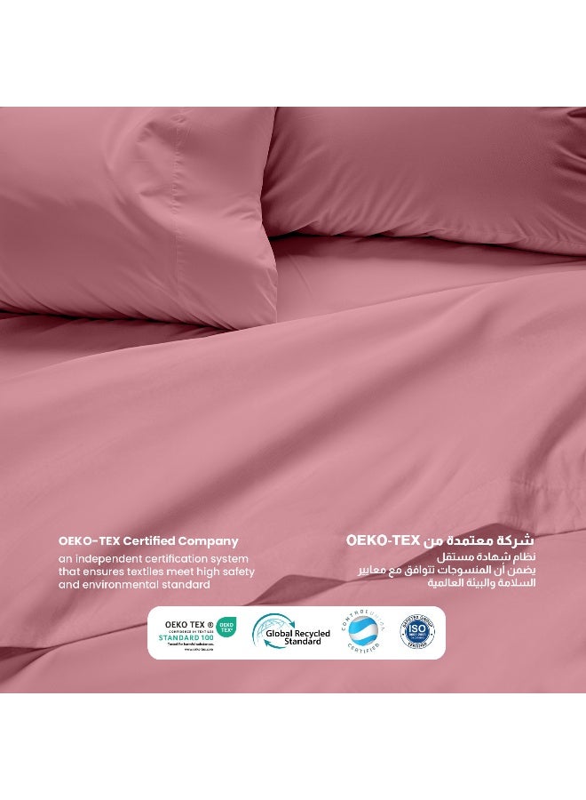 Rest 3-Piece Mauve Plush 200x220  Flat Bedsheet Set Includes 1 Deep Pocket Flat Bedsheet and 2 Pillow Covers, Breathable and Machine Washable - Image 2