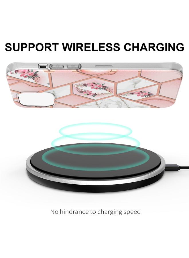 زبون جراب لهاتف iPhone 13 Pro مصنوع من مادة TPU المقاومة للصدمات بتصميم زهور رخامية مطلية بالكهرباء - Image 4