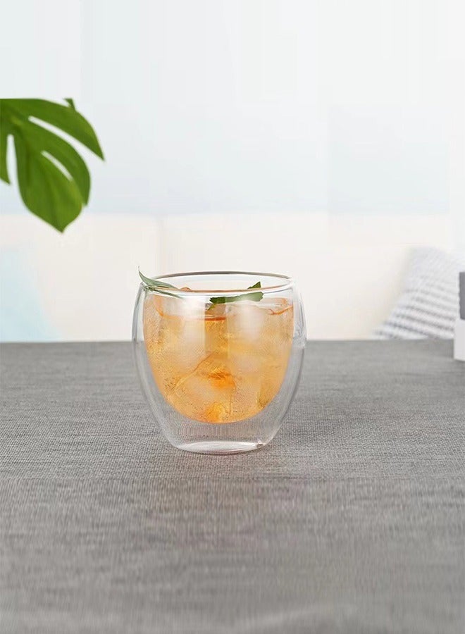 Eyosanie 1-Piece Double Wall Glass Cup Set Clear 250ml without Cup handle - Image 1
