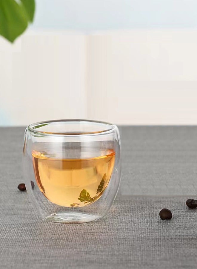 Eyosanie 1-Piece Double Wall Glass Cup Set Clear 250ml without Cup handle - Image 2