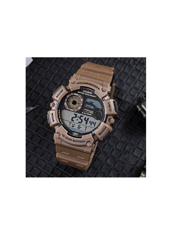 CASIO Casio Illuminator 10-Year Battery Men's Moon Phase Fishing Level Watch WS-1500H-5AV, Brown  - Image 2