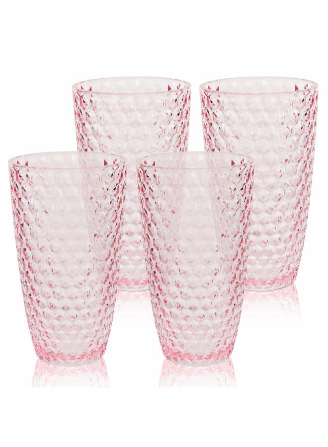 BELLAFORTE Shatterproof Tritan Plastic Tall Tumbler, Set of 4, 19oz - Laguna Beach Drinking Glasses - Unbreakable Tritan Drinking Glasses for Parties - BPA Free - Pink - Image 1
