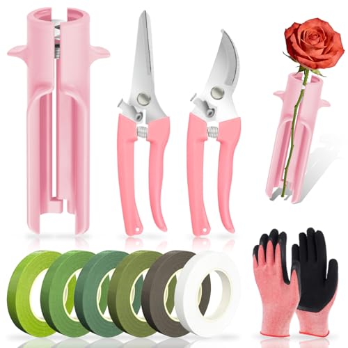TOAINRSI Rose Thorn Stripper Tool Set, Flower Thorn Remover, Rose dethorner Tool, for Home Wedding Florist（Pink 10 Pcs） - Image 1