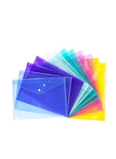A4 Plastic Wallets Folder, 12pcs Document Files Envelope Folders Pockets for Store Documents, Stationery, Letters and Game Cards