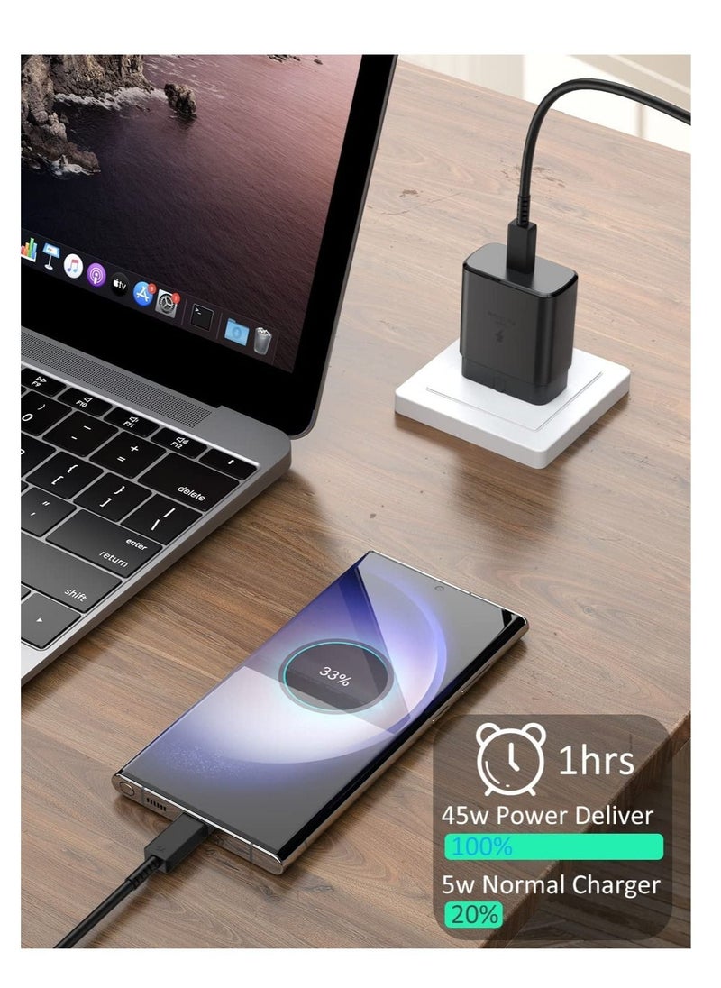45W USB C Fast Charger Plug and Cable 1.2M PPS Type C Super-Fast Charging Plug and USB C Cable Compatible with Samsung Galaxy S24 Ultra/S24+/S23/S23+/S21+/S20/Note 20/Note 10/Tab S10/S10+/S9/S9+/S9 Ultra/S8/S7/Z Flip 6/Z Flip 5/Z Flip 4/Z Fold 6/Z Fold 5/Z Fold 4