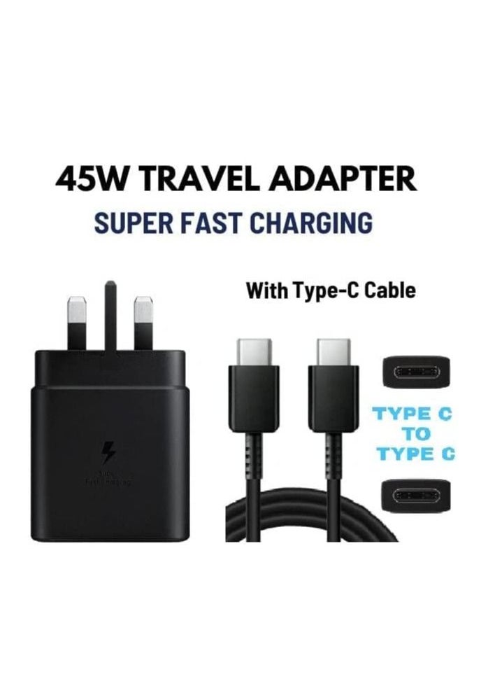 45W USB C Fast Charger Plug and Cable 1.2M PPS Type C Super-Fast Charging Plug and USB C Cable Compatible with Samsung Galaxy S24 Ultra/S24+/S23/S23+/S21+/S20/Note 20/Note 10/Tab S10/S10+/S9/S9+/S9 Ultra/S8/S7/Z Flip 6/Z Flip 5/Z Flip 4/Z Fold 6/Z Fold 5/Z Fold 4
