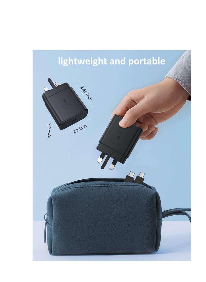 45W USB C Fast Charger Plug and Cable 1.2M PPS Type C Super-Fast Charging Plug and USB C Cable Compatible with Samsung Galaxy S24 Ultra/S24+/S23/S23+/S21+/S20/Note 20/Note 10/Tab S10/S10+/S9/S9+/S9 Ultra/S8/S7/Z Flip 6/Z Flip 5/Z Flip 4/Z Fold 6/Z Fold 5/Z Fold 4