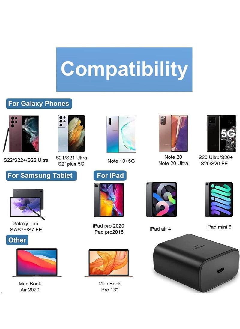 45W USB C Fast Charger Plug and Cable 1.2M PPS Type C Super-Fast Charging Plug and USB C Cable Compatible with Samsung Galaxy S24 Ultra/S24+/S23/S23+/S21+/S20/Note 20/Note 10/Tab S10/S10+/S9/S9+/S9 Ultra/S8/S7/Z Flip 6/Z Flip 5/Z Flip 4/Z Fold 6/Z Fold 5/Z Fold 4