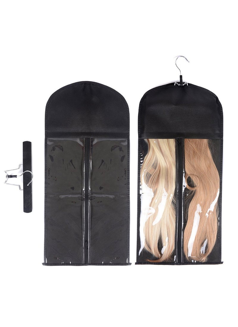 Modpion Hair Extension Hanger Double Side Antislip Hair Extension Holder with Portable Protection Suit Bag Black 