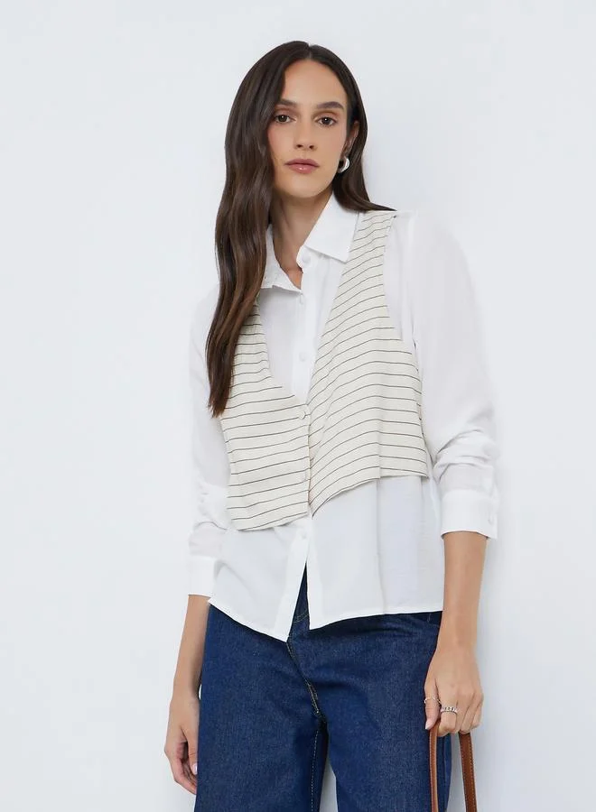 Styli Styli Layered Striped Long Sleeve Buttoned Shirt
