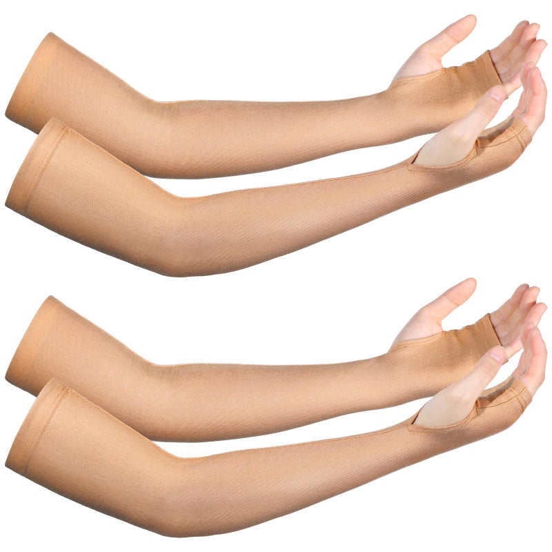 Coume 2 Pairs Elderly Skin Protection Sleeves Arm Protector for Thin Skin Bruising for Men WomenElegant StyleLarge