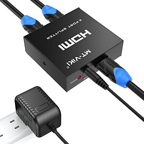 MT-VIKI 4K HDMI Splitter 1 in 2 Out, 1x2 Powered HDMI Splitter for Dual Monitors w/Power Adapter, 4K@30Hz Dual Monitors Duplicate/Mirror for PS4 Fire Stick HDTV - Image 1