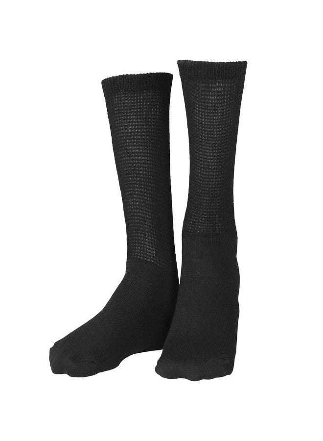 Truform Diabetic Socks for Men and Women, Medical Style Crew Length, Mid Calf Height, 3 Pairs, Black, X-Large - Image 1