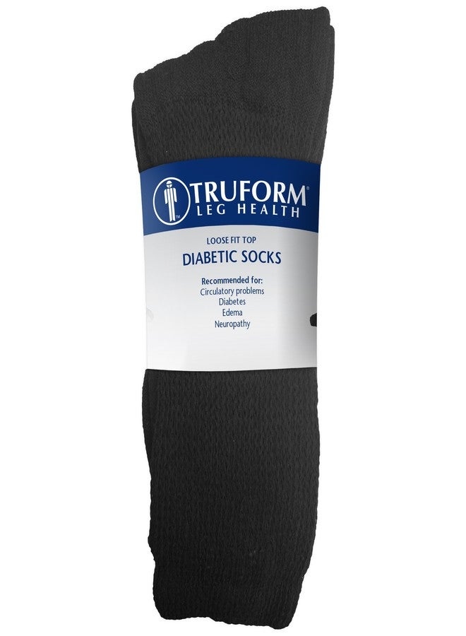 Truform Diabetic Socks for Men and Women, Medical Style Crew Length, Mid Calf Height, 3 Pairs, Black, X-Large - Image 4