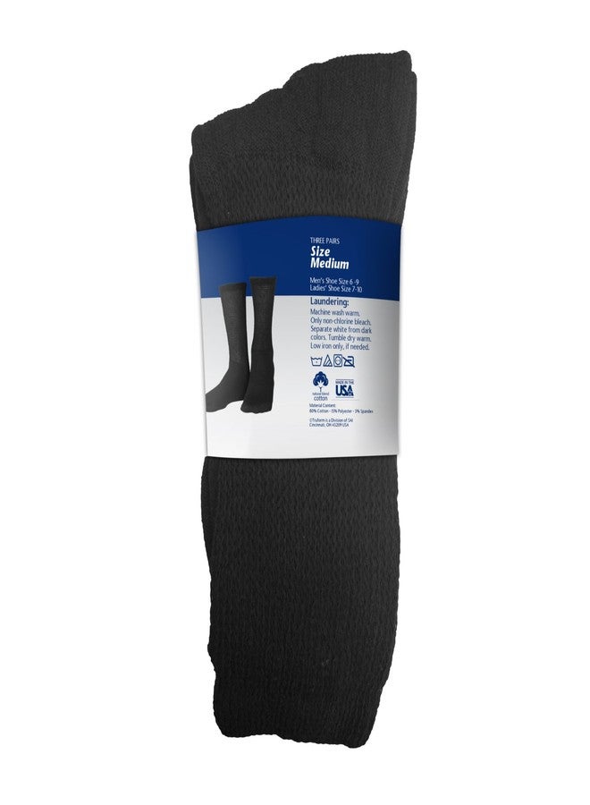 Truform Diabetic Socks for Men and Women, Medical Style Crew Length, Mid Calf Height, 3 Pairs, Black, X-Large - Image 5