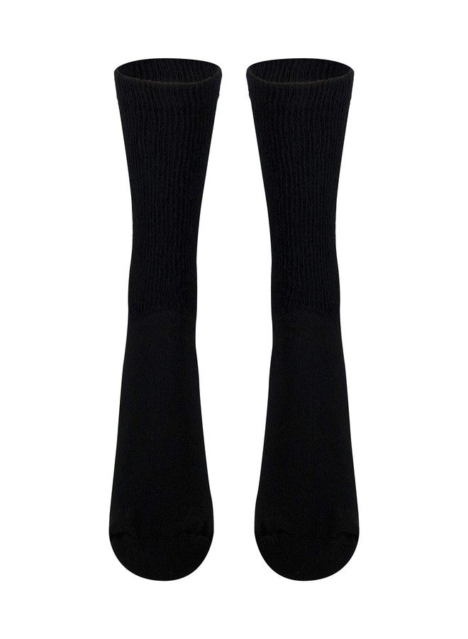 Truform Diabetic Socks for Men and Women, Medical Style Crew Length, Mid Calf Height, 3 Pairs, Black, X-Large - Image 2
