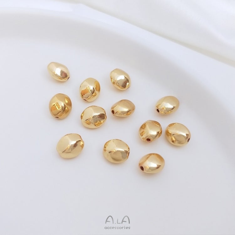 Generic 14K Gold-Plated Irregular Beads for DIY Jewelry 7.5mm special-shaped lentil beads 1
