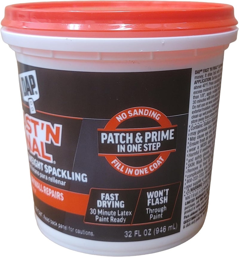 Dap Fast 'N Final Ready to Use White Lightweight Spackling Compound 1 qt. - Image 2