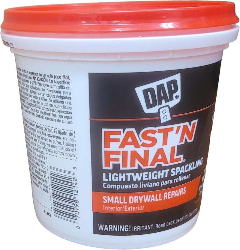 Dap Fast 'N Final Ready to Use White Lightweight Spackling Compound 1 qt. - Image 3