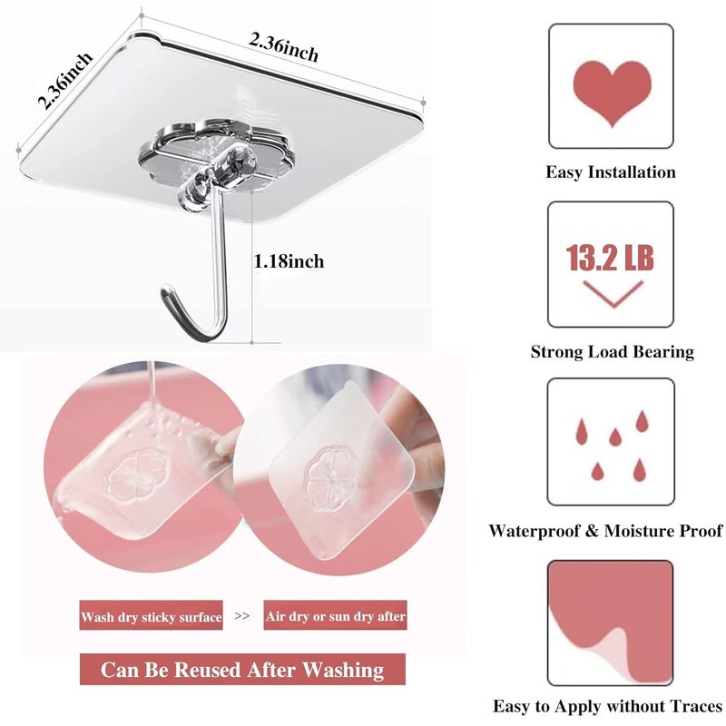 Chocozone Wall Hooks Without Drilling Wall Hooks for Hanging Strong Self Adhesive Hooks Wall Hanger for Clothes Pack of 24 - Image 2