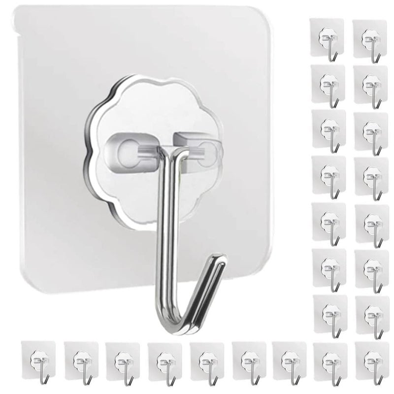 Chocozone Wall Hooks Without Drilling Wall Hooks for Hanging Strong Self Adhesive Hooks Wall Hanger for Clothes Pack of 24 - Image 1
