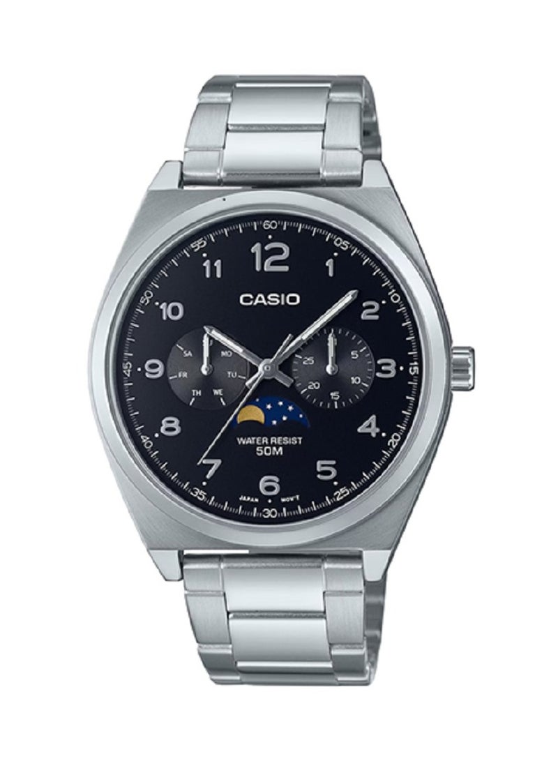 Casio MEN Watch Fashion and classic design lunar multiple inset dials Black Dial Stainless Steel Band MTP-M300D-1AVDF - Image 1