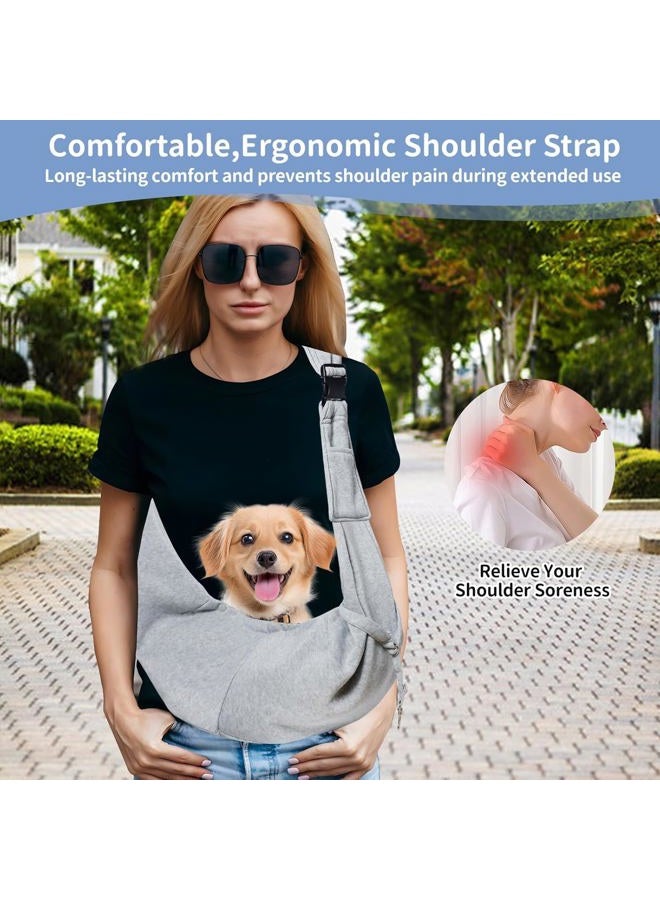 CONLI Small Dog Carrier Sling with Adjustable Strap & Dual Safety - Features Storage Pocket & Detachable Treat Pouch, Hands-Free Pet Sling for Chihuahuas, Yorkies Under 12lbs for Walking, Hiking - Image 4