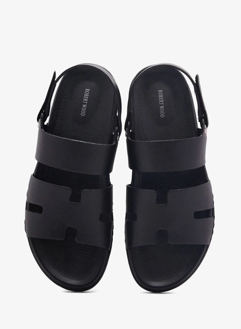 Robert Wood Black Comfort Footbed Sandals for Men | Best Price UAE
