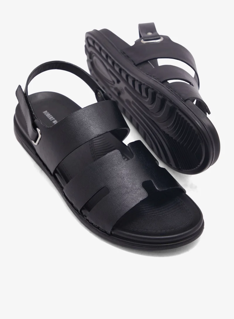 Robert Wood Black Comfort Footbed Sandals for Men | Best Price UAE