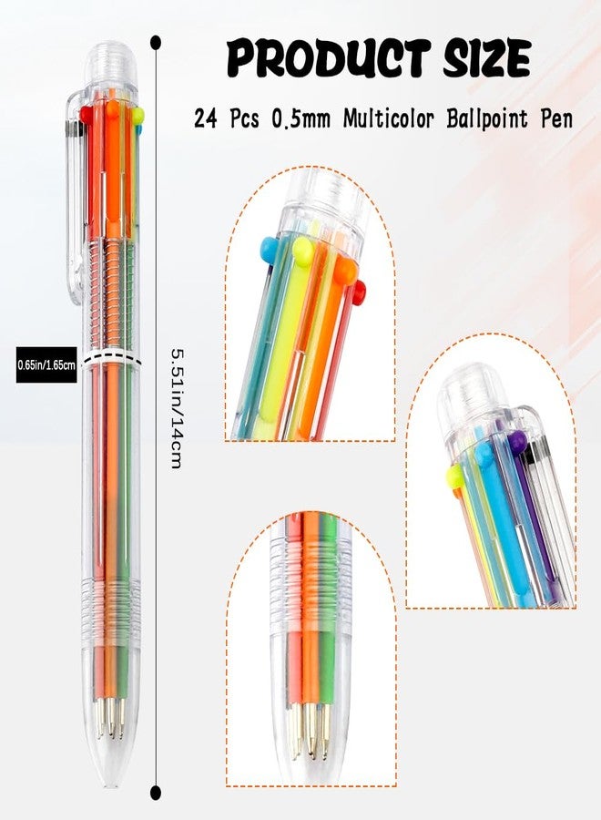 Bluckincle 24 Pack Multicolor Pen 0.5mm 6-in-1 Multicolor Ballpoint Retractable Colored Pens for School Office Supplies Birthday Party Favors for Kids Back to School Supplies for Kids Students Children Gift - Image 2