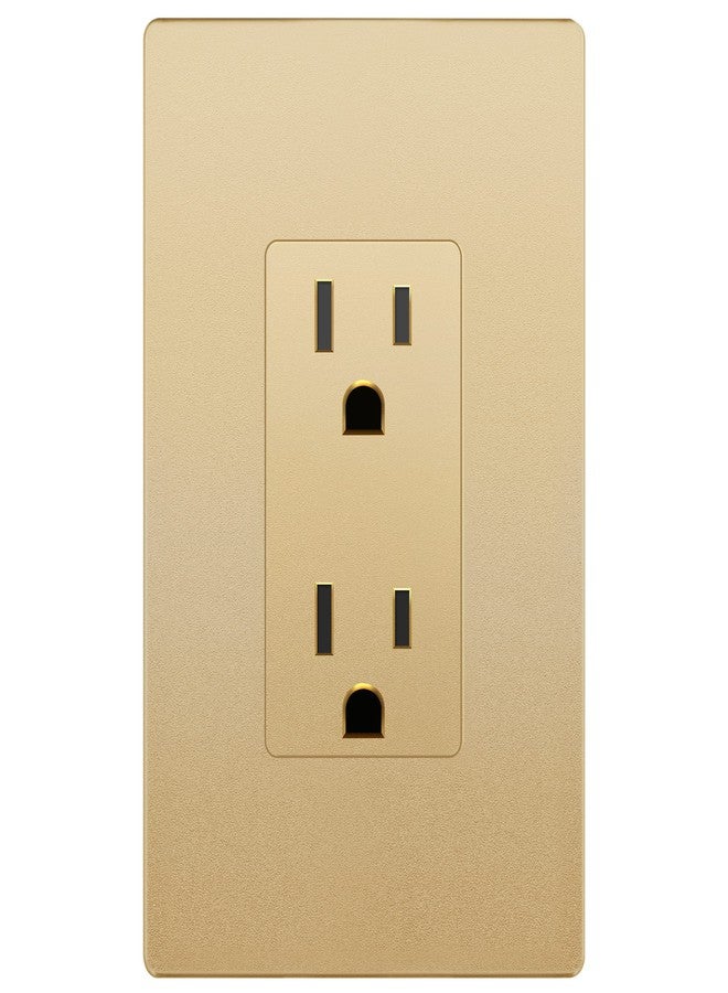 LIDER Matte Finish Decorator Receptacle with Interchangeable Face Cover, Child Safe Tamper-Resistant Wall Outlet with Screwless Wall Plate, Residential Grade, 15A 125V, UL Listed, LR15-TR-GDSWP, Gold - Image 1