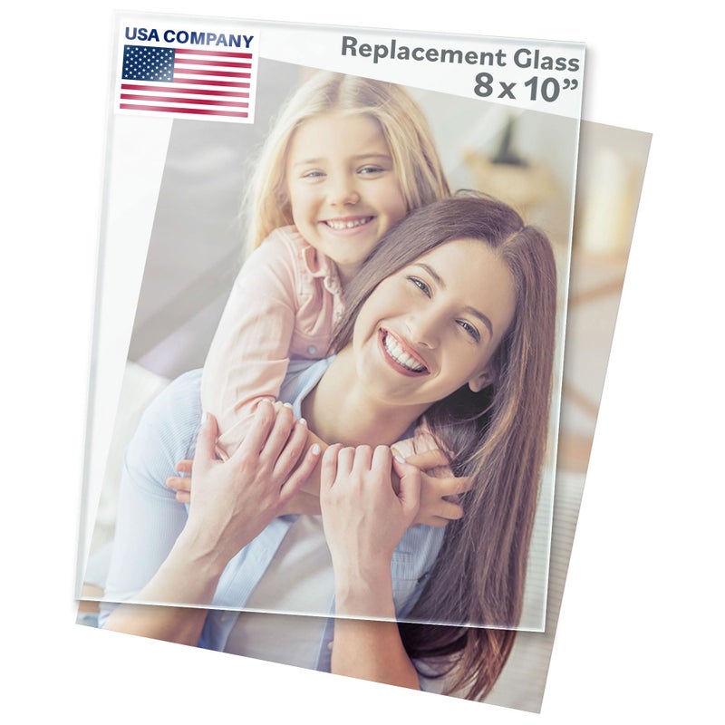 FrameStarr 8x10 Heat Strengthened Glass Crystal Clear 2 Pack Shatterproof Scratch Proof Picture Frame Replacement Glass Semi Tempered Cover Sheet