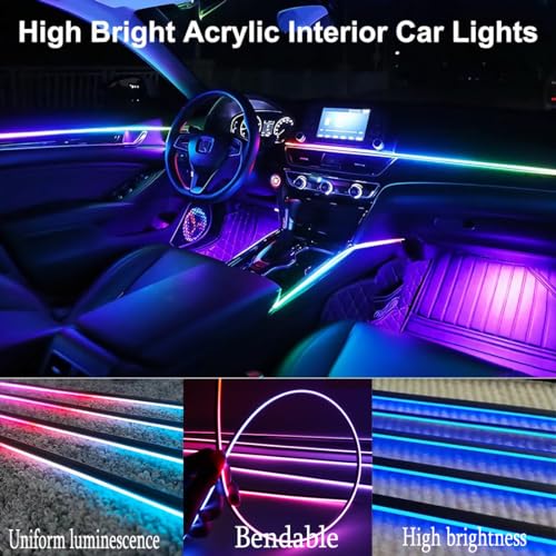 TEKSHINNY Acrylic Interior Car LED Lights with Remote and Wireless APP 10 in 1,Ambient Lighting Kits Fiber Optic Strip LEDs,16 Million Colors Music&DIY Function - Image 2