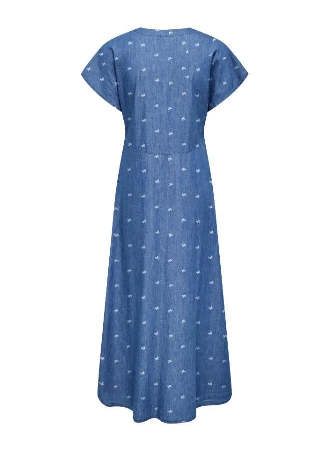 Only ONLNOVA Button Down V neck Short Sleeve Maxi Dress