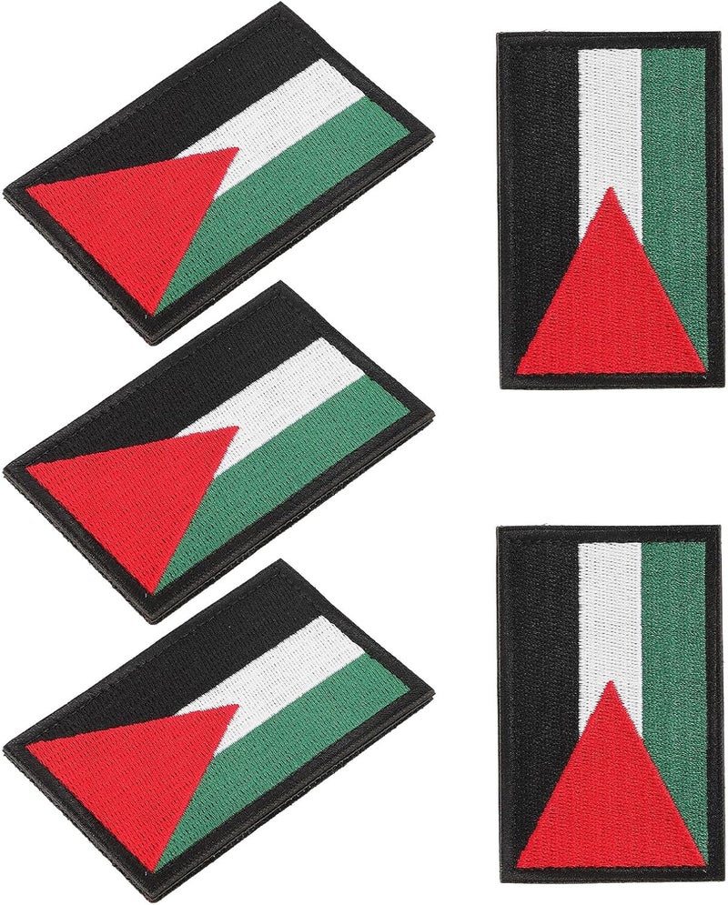 5pcs Embroidered Palestine Flag Patch Set Hook and Loop Fastener, Sew-on Cloth Badge for Backpack, Jacket, Vest, and Clothes, DIY Armband and Travel Accessory - Image 1
