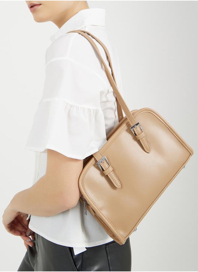 Styli Belted Shoulder Bag with Zip Closure  - Image 2