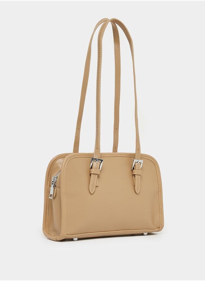 Styli Belted Shoulder Bag with Zip Closure  - Image 1